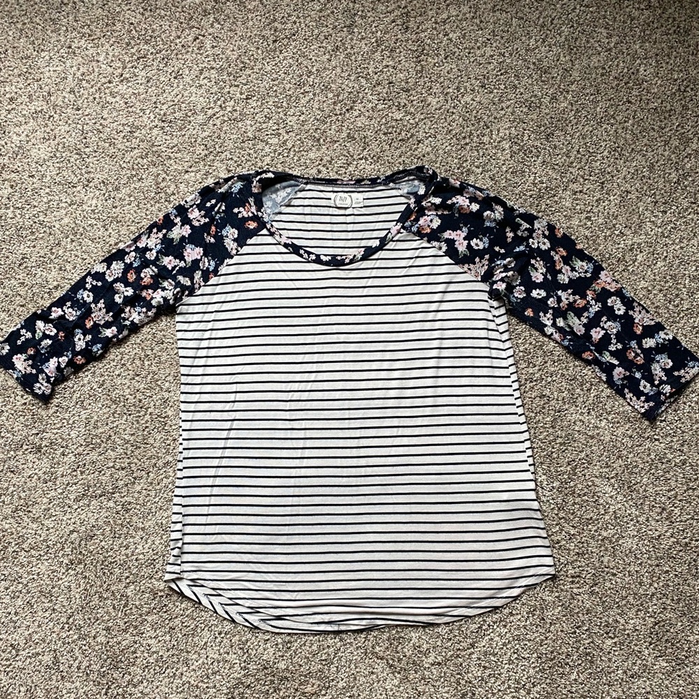 Maurices 3/4 sleeve striped and floral shirt